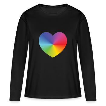 Rainbow Heart - Frauen Premium Bio Langarmshirt - Schwarz - Vorne - Julia (174cm)
