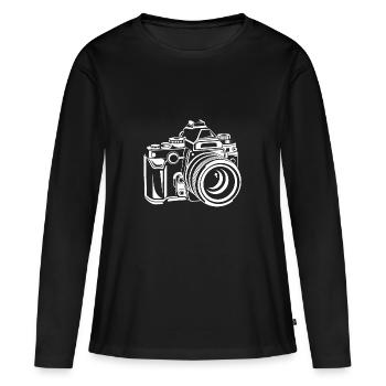 Photographe - Appareil photo - T-shirt manches longues Premium bio Femme - noir - Devant - Julia (174cm)