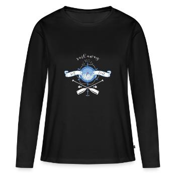 Sail Design - Voyage - Expédition - Voilier - T-shirt manches longues Premium bio Femme - noir - Devant - Julia (174cm)