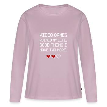 Gamer gaming games heart life health - T-shirt manches longues Premium bio Femme - rose poudré - Devant - Julia (174cm)