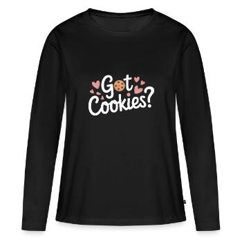 Cookies Cookie Keks Kekse Schokolade - Frauen Premium Bio Langarmshirt - Schwarz - Vorne - Julia (174cm)