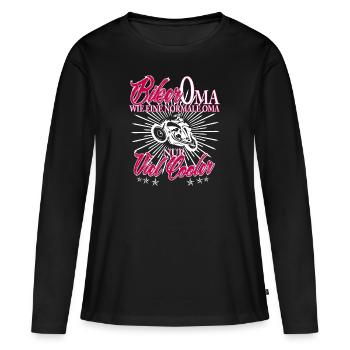 Grand-mère motard - T-shirt manches longues Premium bio Femme - noir - Devant - Julia (174cm)