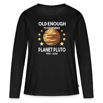 Pluto Vintage Planet Pluto Day Weltall Galaxie - Frauen Premium Bio Langarmshirt - Schwarz - Vorne - Julia (174cm)