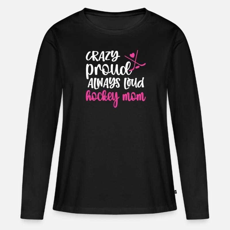 Stolze Eishockey Mama Von Eishockeyspieler Mutter - Frauen Premium Bio Langarmshirt - Schwarz