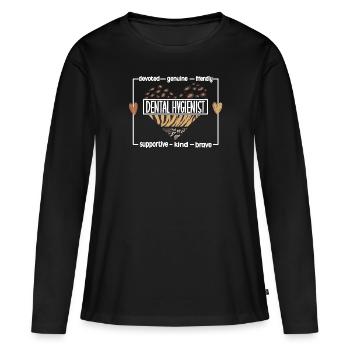 Hygiénistes dentaires Hygiénistes dentaires Hygiène buccale - T-shirt manches longues Premium bio Femme - noir - Devant - Julia (174cm)