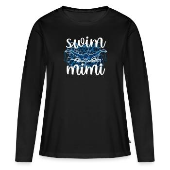 Fière natation Mimi Nageuse Mimi Grand-mère Cadeau - T-shirt manches longues Premium bio Femme - noir - Devant - Julia (174cm)