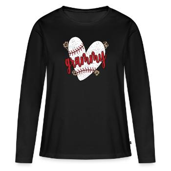 Grammy Grand-mère d’un joueur de baseball Grammy de baseball - T-shirt manches longues Premium bio Femme - noir - Devant - Julia (174cm)