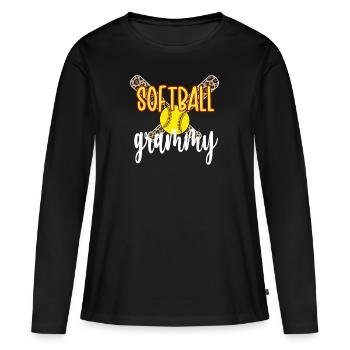 Grammy Grand-mère d’un joueur de softball Softball Grammy - T-shirt manches longues Premium bio Femme - noir - Devant - Julia (174cm)