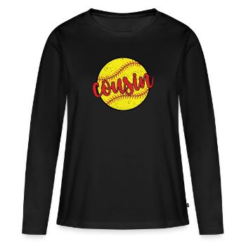 Fier cousin de softball d’un joueur de softball - T-shirt manches longues Premium bio Femme - noir - Devant - Julia (174cm)
