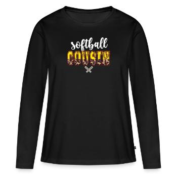 Fier cousin de softball d’un joueur de softball - T-shirt manches longues Premium bio Femme - noir - Devant - Julia (174cm)