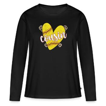 Fier cousin de softball d’un joueur de softball - T-shirt manches longues Premium bio Femme - noir - Devant - Julia (174cm)