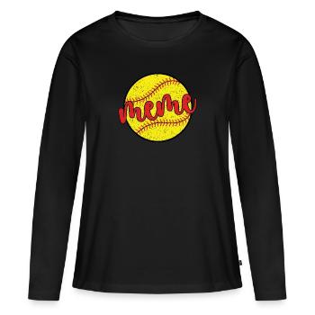 Meme Oma Eines Softballspieler Softball Meme - Frauen Premium Bio Langarmshirt - Schwarz - Vorne - Julia (174cm)