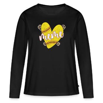 Meme Oma Eines Softballspieler Softball Meme - Frauen Premium Bio Langarmshirt - Schwarz - Vorne - Julia (174cm)