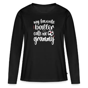 Grammy Grand-mère de joueur de football Grammy - T-shirt manches longues Premium bio Femme - noir - Devant - Julia (174cm)