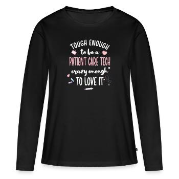 Technicien en soins aux patients Soins aux patients PCT - T-shirt manches longues Premium bio Femme - noir - Devant - Julia (174cm)