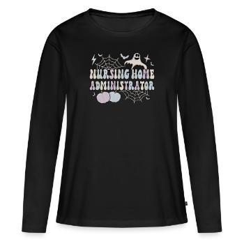 Spooky Nursing Home Administrator Halloween Gifts - Women's Premium Organic Long Sleeve Shirt - black - Front - Julia (174cm)