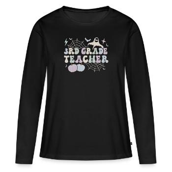 Enseignant de 3e année Halloween 3e équipe troisième année - T-shirt manches longues Premium bio Femme - noir - Devant - Julia (174cm)