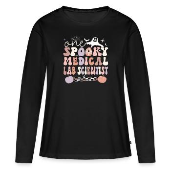 Medical Lab Scientist Halloween Medical Lab Gift - Frauen Premium Bio Langarmshirt - Schwarz - Vorne - Julia (174cm)