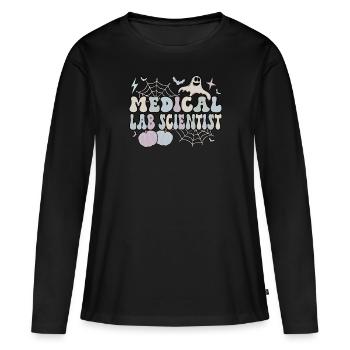 Medical Lab Scientist Halloween Medical Lab Gift - Frauen Premium Bio Langarmshirt - Schwarz - Vorne - Julia (174cm)