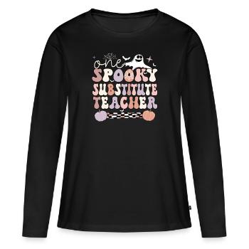 Enseignant suppléant Halloween School Sub Teacher - T-shirt manches longues Premium bio Femme - noir - Devant - Julia (174cm)