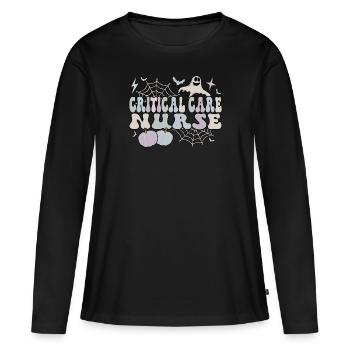 Infirmière en soins intensifs Cadeaux de soins intensifs d’Halloween - T-shirt manches longues Premium bio Femme - noir - Devant - Julia (174cm)