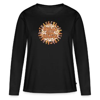 Infirmière autorisée Gestionnaire de cas Thanksgiving Infirmière Gestionnaire de cas - T-shirt manches longues Premium bio Femme - noir - Devant - Julia (174cm)