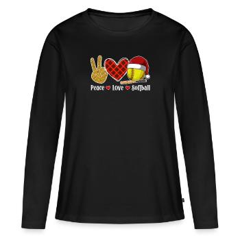 Softball Noël Joueur de softball Cadeau de fête de Noël - T-shirt manches longues Premium bio Femme - noir - Devant - Julia (174cm)