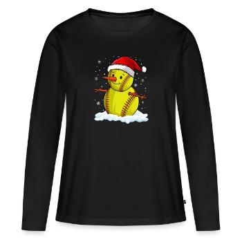 Softball Noël Joueur de softball Cadeau de fête de Noël - T-shirt manches longues Premium bio Femme - noir - Devant - Julia (174cm)