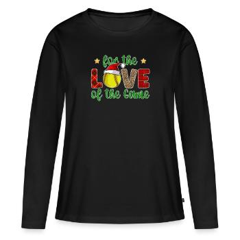 Softball Cadeaux de Noël Joueur de softball Noël - T-shirt manches longues Premium bio Femme - noir - Devant - Julia (174cm)