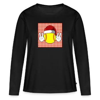 Softball Noël Joueur de softball Cadeau de Noël - T-shirt manches longues Premium bio Femme - noir - Devant - Julia (174cm)