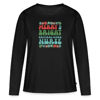 Infirmière en soins intensifs Noël Soins intensifs Noël - T-shirt manches longues Premium bio Femme - noir - Devant - Julia (174cm)