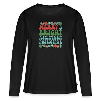 Directeur adjoint de l’équipe de l’école de Noël Noël - T-shirt manches longues Premium bio Femme - noir - Devant - Julia (174cm)