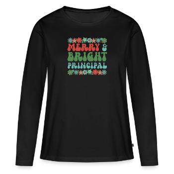Directeur d’école Noël Équipe principale de Noël - T-shirt manches longues Premium bio Femme - noir - Devant - Julia (174cm)
