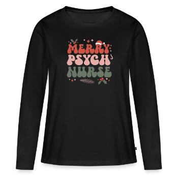 Psychiatric Nurse Christmas Psych Nursing Xmas - Frauen Premium Bio Langarmshirt - Schwarz - Vorne - Julia (174cm)