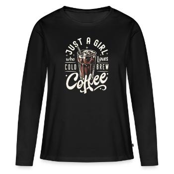 Cold Brew Kaffee - Frauen Premium Bio Langarmshirt - Schwarz - Vorne - Julia (174cm)