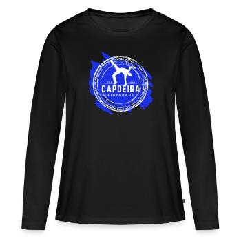 Au de frente - Blanc & Bleu - T-shirt manches longues Premium bio Femme - noir - Devant - Julia (174cm)