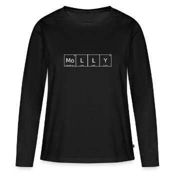 Molly Nom Prénom Chimie Éléments du tableau périodique - T-shirt manches longues Premium bio Femme - noir - Devant - Julia (174cm)