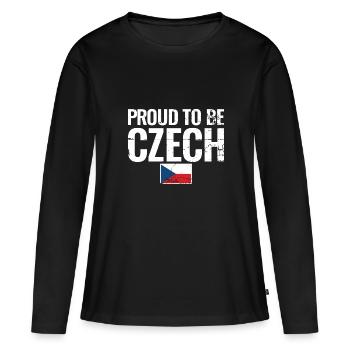 Fier d’être tchèque République tchèque Drapeau tchèque - T-shirt manches longues Premium bio Femme - noir - Devant - Julia (174cm)