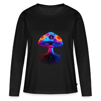 Champignon psychédélique - T-shirt manches longues Premium bio Femme - noir - Devant - Julia (174cm)