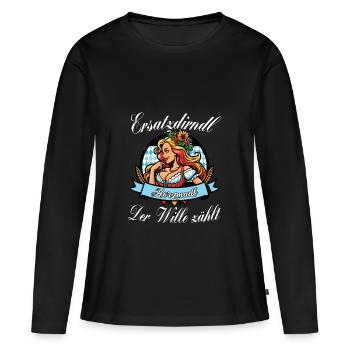 Bayerisches Volksfest Herzmadl Dirndl Ersatz - Frauen Premium Bio Langarmshirt - Schwarz - Vorne - Julia (174cm)