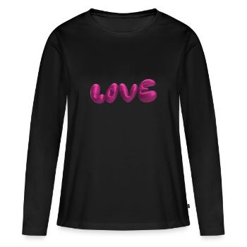 Amour,3D,Lettres,Ballon,3D,Amour,Métallique - T-shirt manches longues Premium bio Femme - noir - Devant - Julia (174cm)