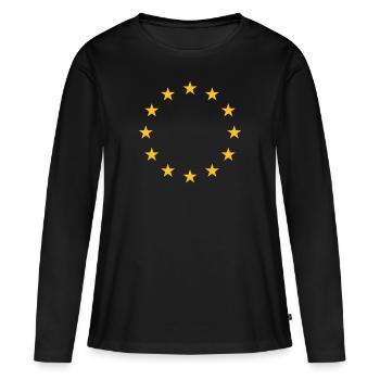EU Europa Sterne - Frauen Premium Bio Langarmshirt - Schwarz - Vorne - Julia (174cm)