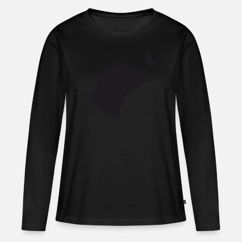 Golden Retriever mit Schmetterling - Frauen Premium Bio Langarmshirt - Schwarz