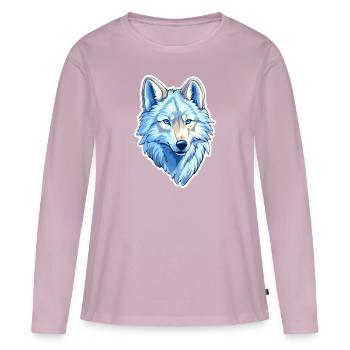 Wolf Kostüm blauer Wolfskopf Werwolf und - Frauen Premium Bio Langarmshirt - Altrosa - Vorne - Julia (174cm)