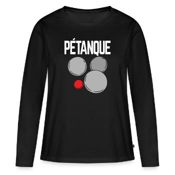 Boules de boules pour bouler et pétanque - T-shirt manches longues Premium bio Femme - noir - Devant - Julia (174cm)