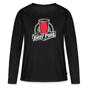 Beer Pong Fan Must-Have Party Spiel Spaß - Frauen Premium Bio Langarmshirt - Schwarz - Vorne - Julia (174cm)