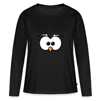 yeux hibou - T-shirt manches longues Premium bio Femme - noir - Devant - Julia (174cm)
