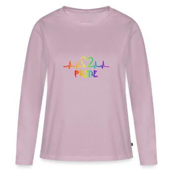 LGBT Pride Rainbow Heartbeat - T-shirt manches longues Premium bio Femme - rose poudré - Devant - Julia (174cm)
