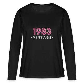 né 1983 idée cadeau anniversaire année 83 - T-shirt manches longues Premium bio Femme - noir - Devant - Julia (174cm)