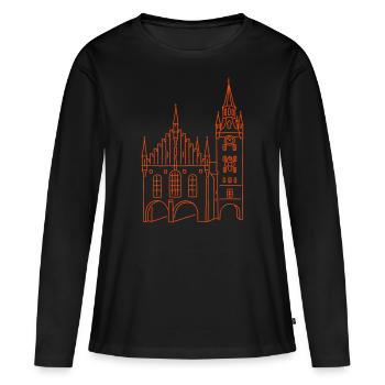Altes Rathaus München - Frauen Premium Bio Langarmshirt - Schwarz - Vorne - Julia (174cm)